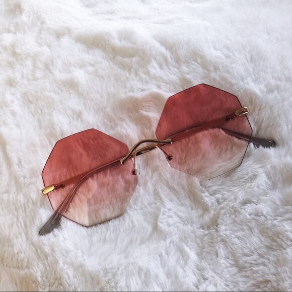 Alaiya Pink Octogonal Ombre Sunglasses - Picture 3 of 9
